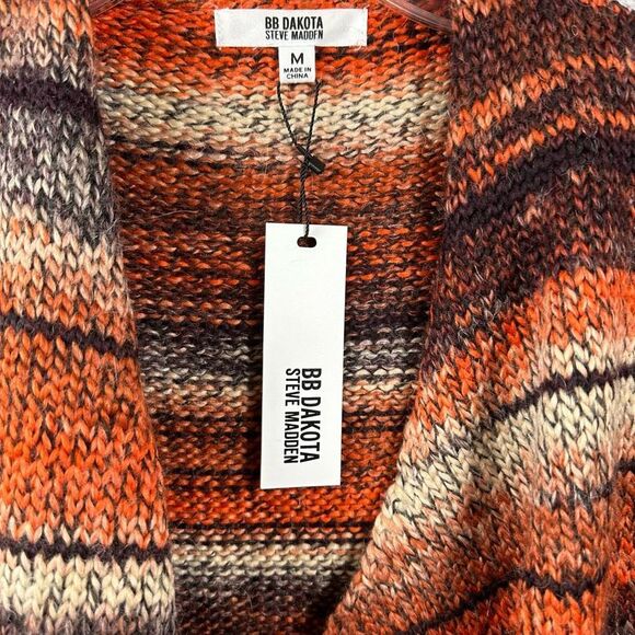 BB Dakota X Steve Madden Canyon Cutie Cardigan Stripe Open Front Orange M NWT - Picture 4 of 10